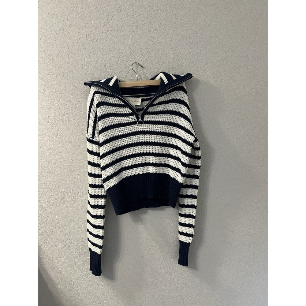 Sage + Stone Juniors Cropped Half Zip Striped Sweater Size S